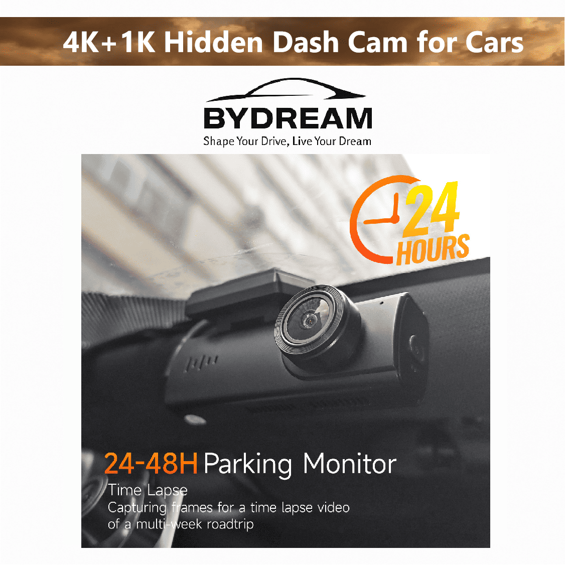 A207 4K+1K WiFi Dash Cam with GPS and 24–48H Parking Monitoring – Hidden Dual Lens Design for BYD Vehicles