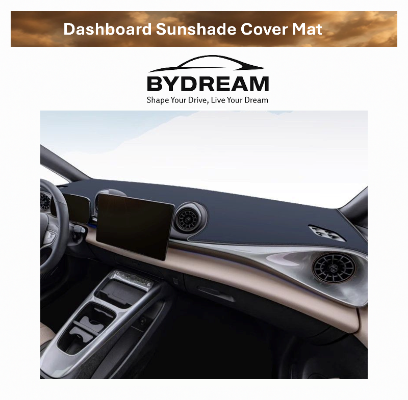 Custom-fit dashboard sunshade cover mat for BYD Dolphin 2025, protects interior from UV rays, glare, and heat damage, featuring sleek design and precise fit around vents and screens.