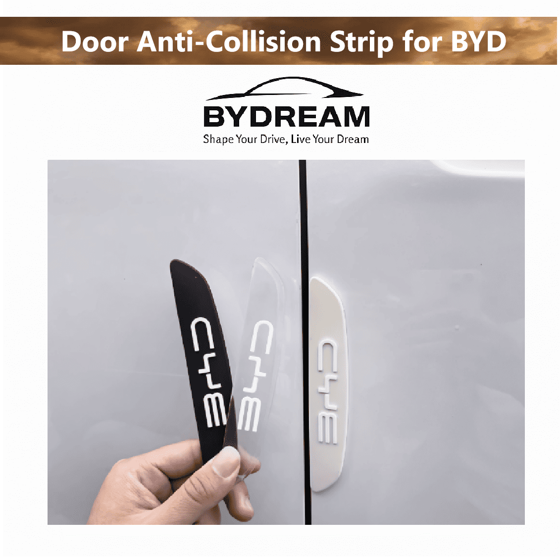 Black and white silicone door edge guard strips for BYD Sealion 6