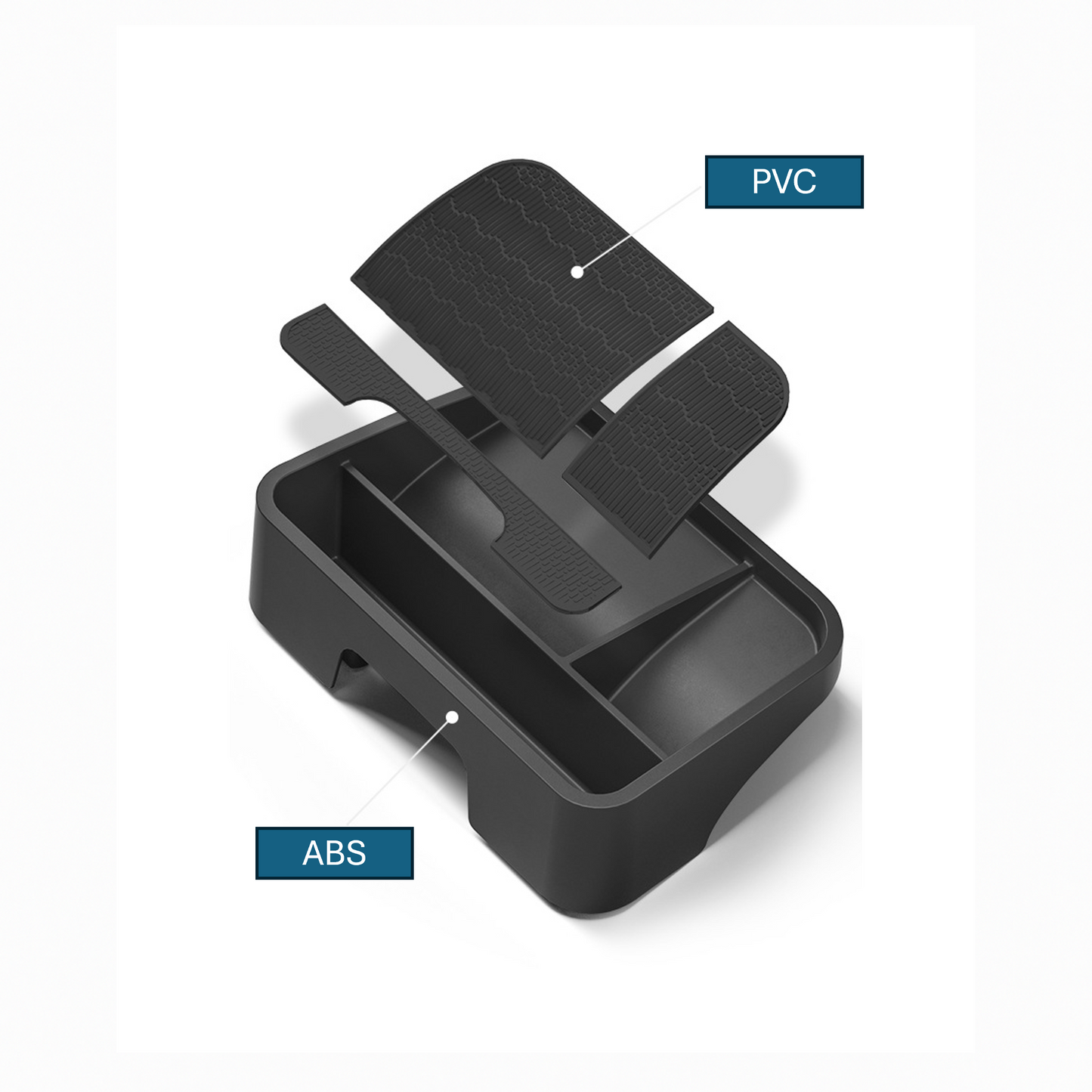 BYD ATTO 3 storage box materials: PVC liner and ABS tray
