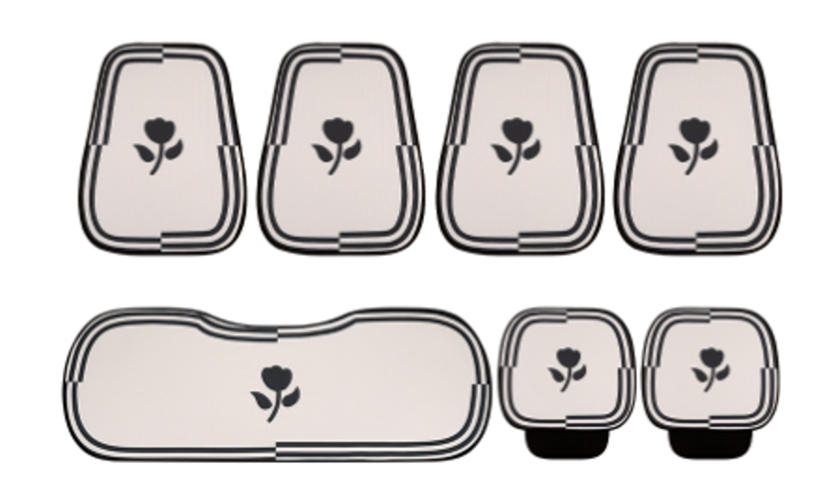 Set of breathable cartoon car seat cushions for BYD, featuring flower pattern design, includes seat pads, backrest covers, and armrest pads.