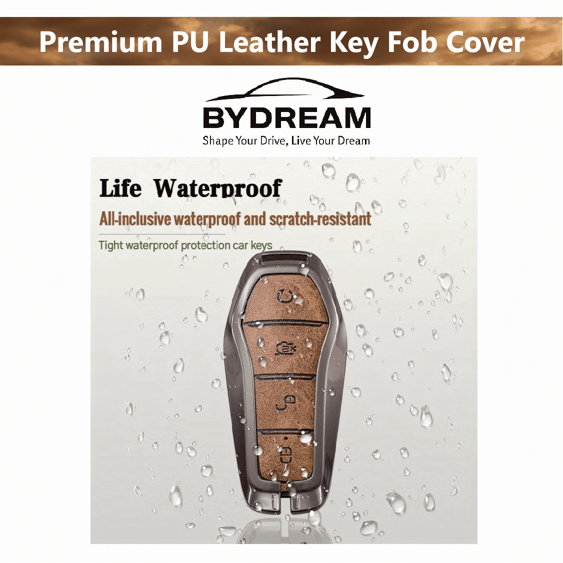 Premium PU Leather Key Fob Cover for BYD – Waterproof and Scratch-Resistant Car Accessories