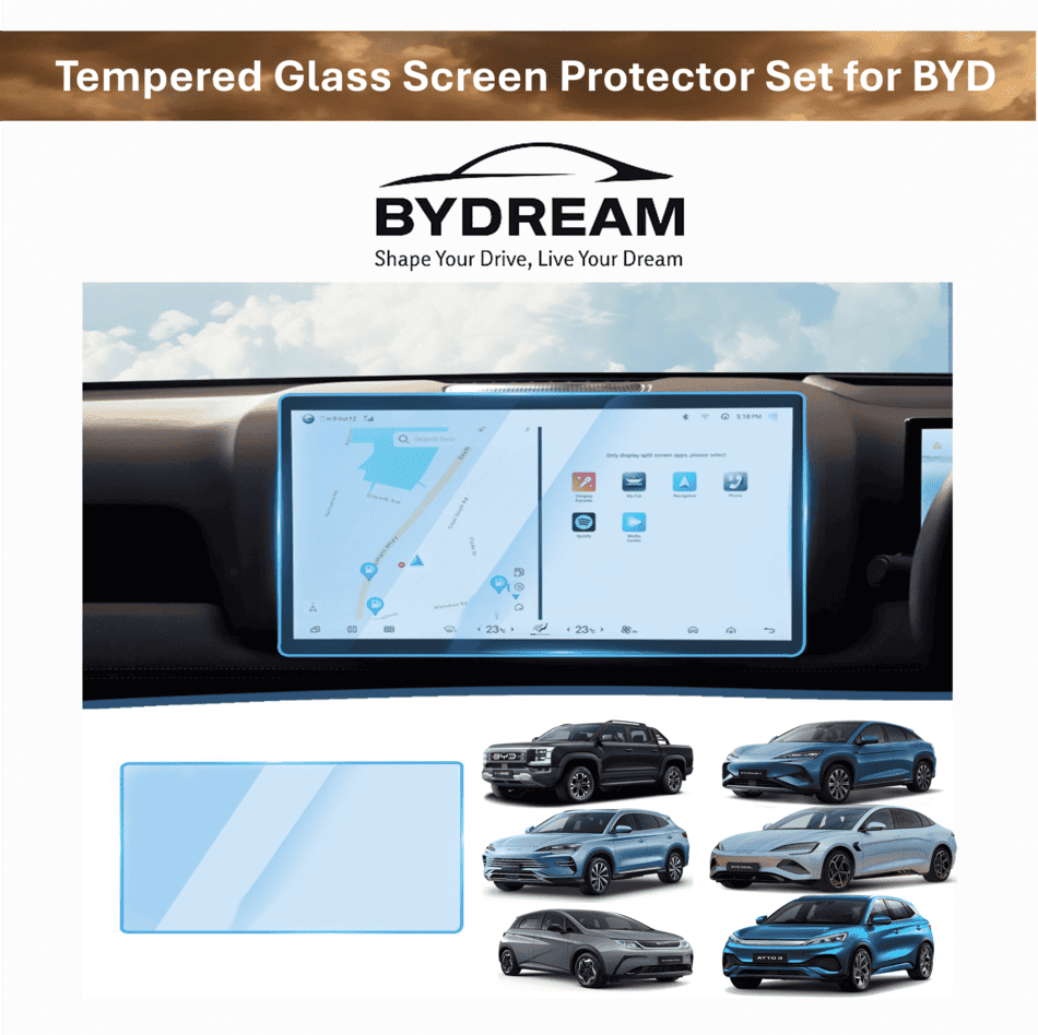 Tempered glass screen protector for BYD EVs – compatible with Seal, Shark, Dolphin, Atto 3, and more