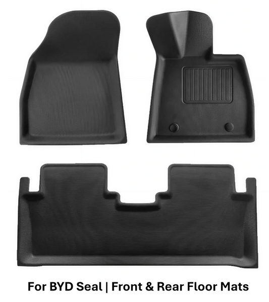 BYD Seal XPE full interior mat set components including front and rear floor mats on white background
