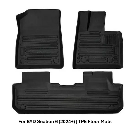 Custom fit TPE floor mats for BYD Sealion 6 in black all-weather design