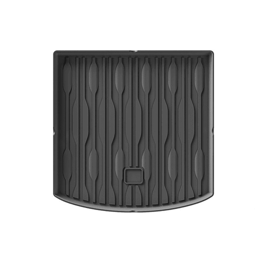 Flat view of black boot mat for BYD Sealion 7 cargo araea showing textured anti-slip surface