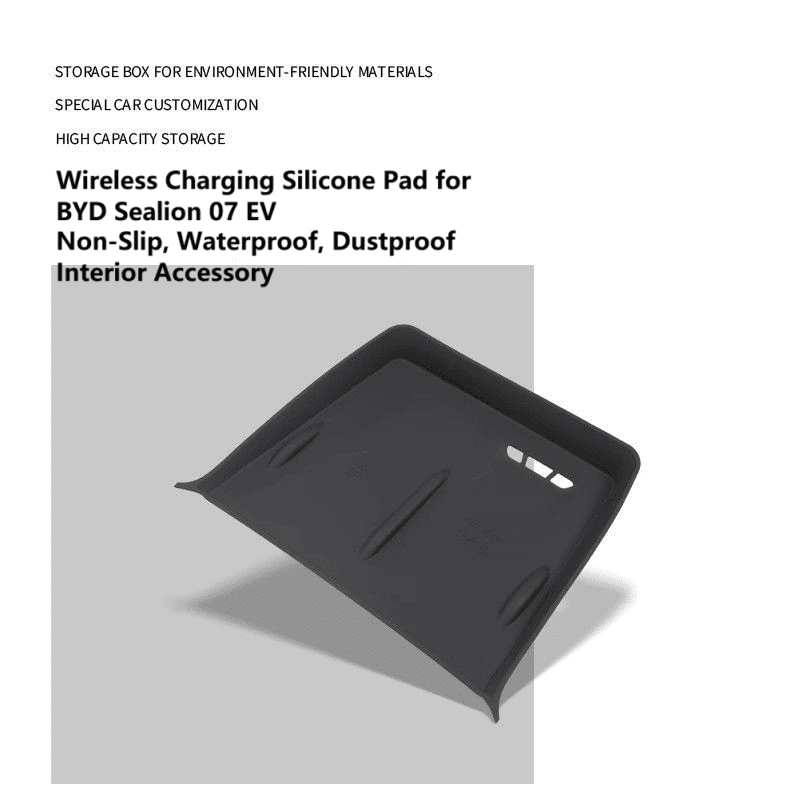 Black Silicone Pad for BYD Sealion 7 Wireless Charging Port – Anti-Slip, Waterproof, Dustproof Interior Mat