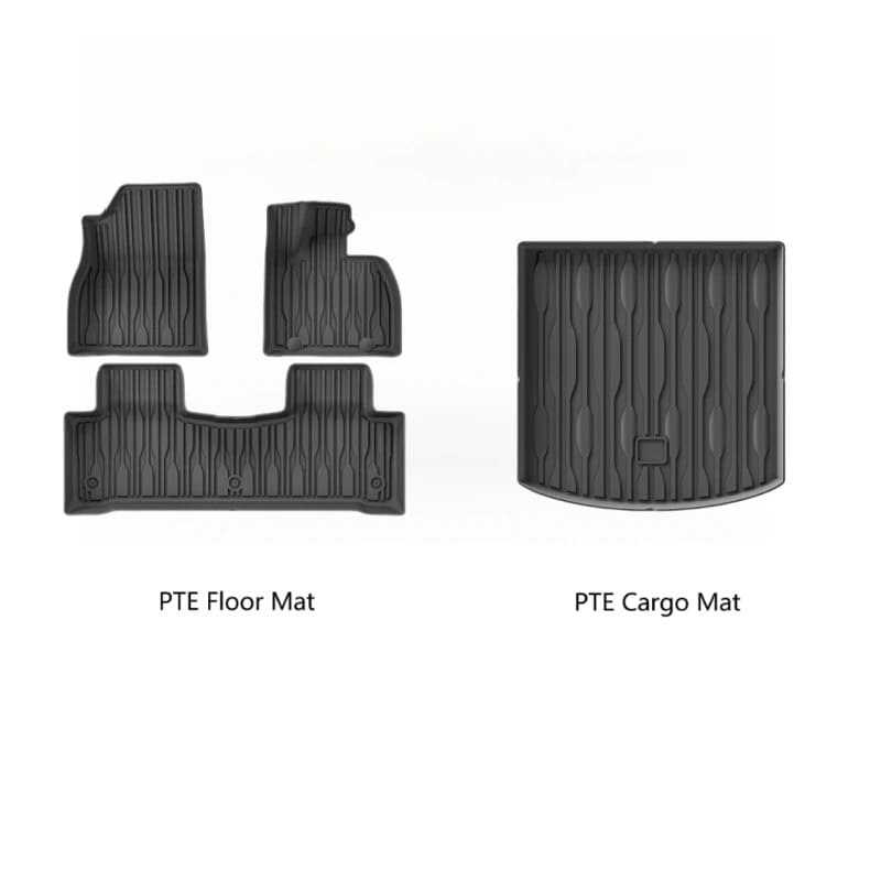 Set overview of BYD Sealion 07 TPE floor mats and cargo trunk mat – 2-piece comparison