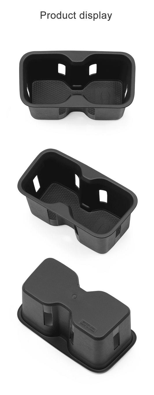 Multi-Angle Display of BYD Shark 6 Center Console Cup Holder – Front, Side, and Bottom Views