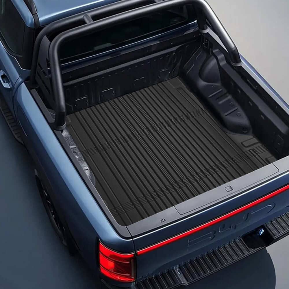 Installed rear trunk bed liner for BYD Shark 6 pickup – full cargo area coverage with anti-slip grooves