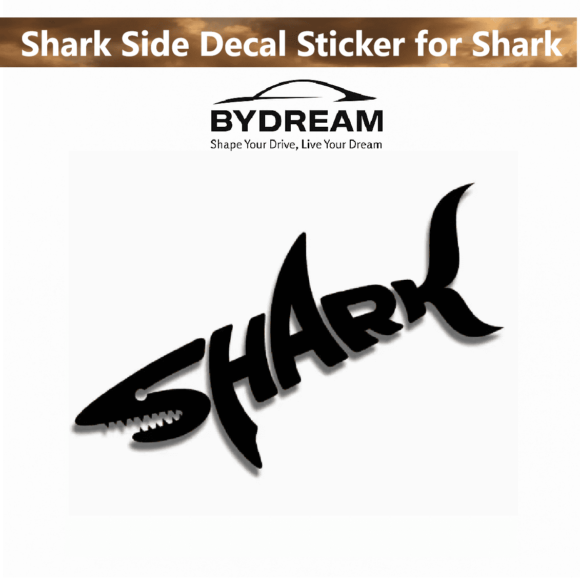 Bold SHARK side door decal sticker for BYD Shark 6 accessories – black vinyl waterproof material