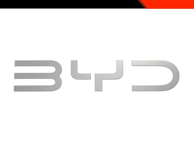 Flat view of silver chrome BYD emblem for Shark 6 tailgate installation