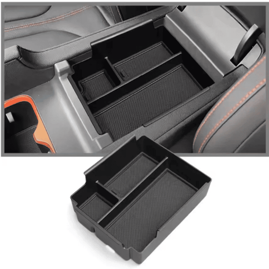 Installation view of center console insert tray for BYD Shark 6 – Interior fit and product structure