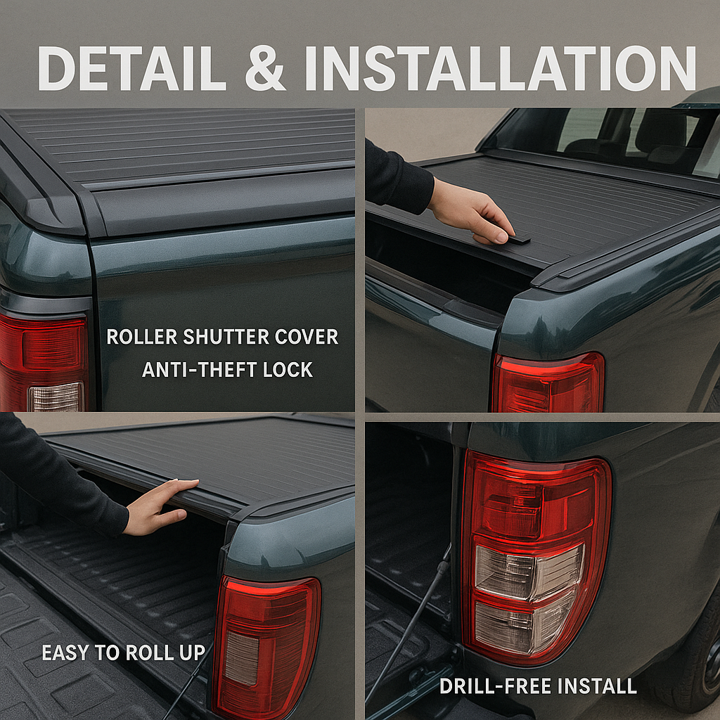BYD Shark 6 Retractable Tonneau Cover – Detail & Installation, Anti-Theft Lock, Easy Roll Up, Drill-Free Install