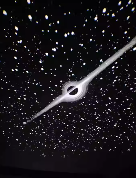 Car USB Starlight Projector creating black hole star pattern on ceiling, perfect ambient light for car interior decoration and night driving.