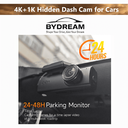 A207 4K+1K WiFi Dash Cam with GPS and 24–48H Parking Monitoring – Hidden Dual Lens Design for BYD Vehicles