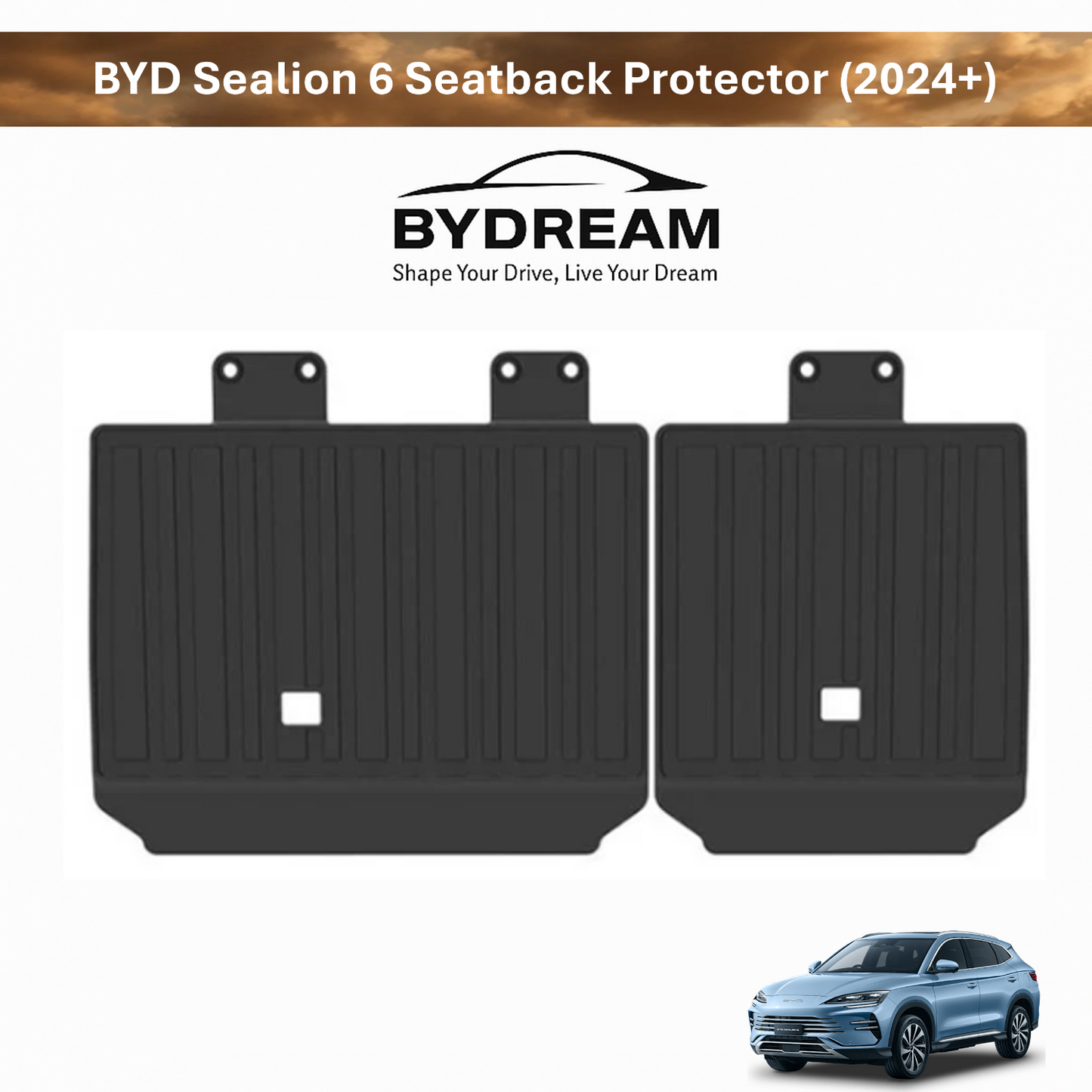 BYD Sealion 6 seatback protector custom-fit TPE rear backrest guards for interior scratch and cargo protection.