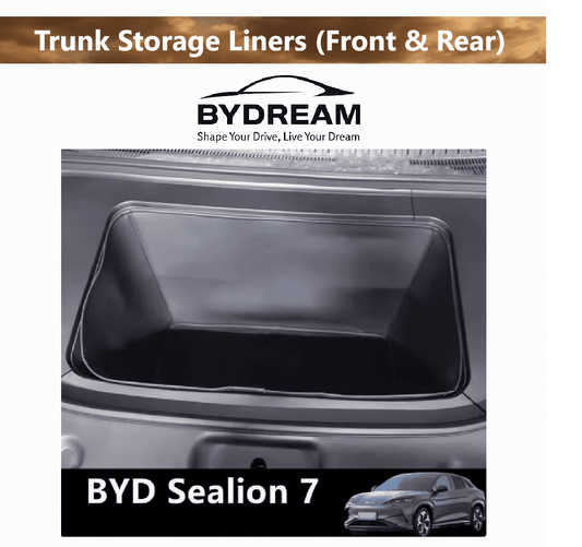 Front and rear trunk storage liners custom-designed for BYD Sealion 7, waterproof and durable boot organizers