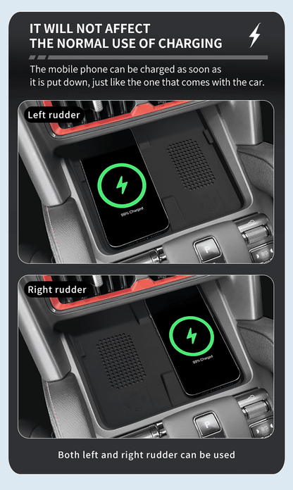 BYD Shark wireless charging silicone pad supports both left-hand and right-hand drive configurations, maintains normal wireless charging functionality