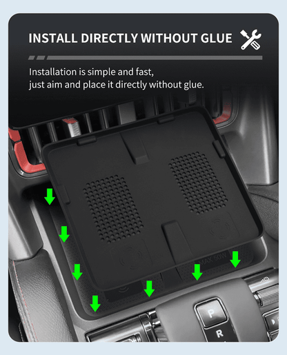 Tool-free installation of BYD Shark 6 wireless charging pad – no glue required, direct placement