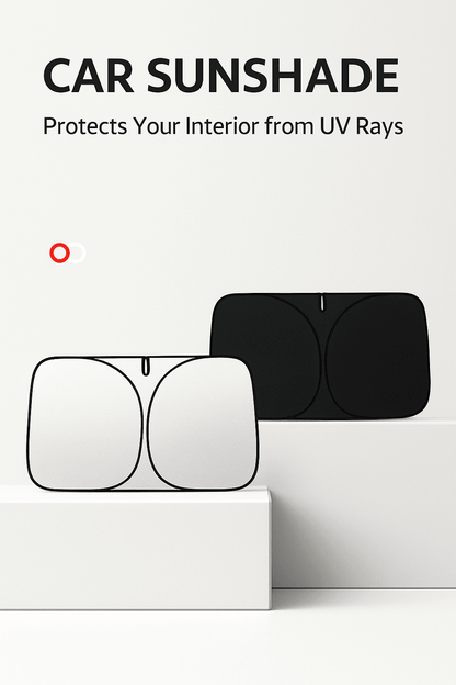 BYD windshield sunshade in black and silver, designed to protect car interiors from UV rays