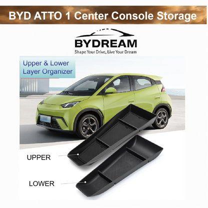 BYD ATTO 1 center console storage box with upper and lower layer organizer
