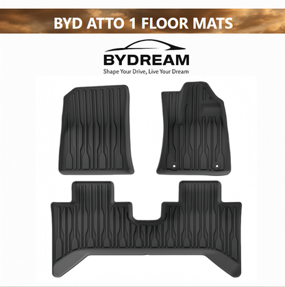 Custom TPE floor mats set for BYD ATTO 1 including driver, passenger and rear mats