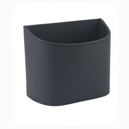 Front view of black PU leather car trash bin by BYDREAM for door and seat storage