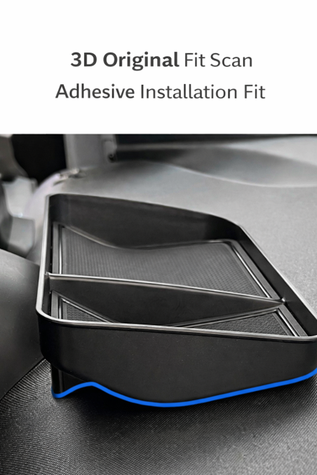 BYD ATTO 1 centre screen storage tray organiser custom-fit with 3D scan design, adhesive installation for secure fit behind the screen