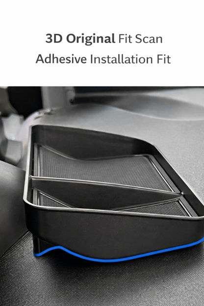 BYD ATTO 1 centre screen storage tray organiser custom-fit with 3D scan design, adhesive installation for secure fit behind the screen