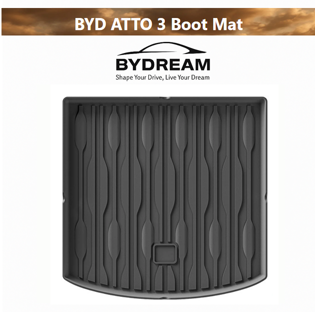 Custom TPE Boot Liner for BYD ATTO 3 with raised edges for cargo area protection