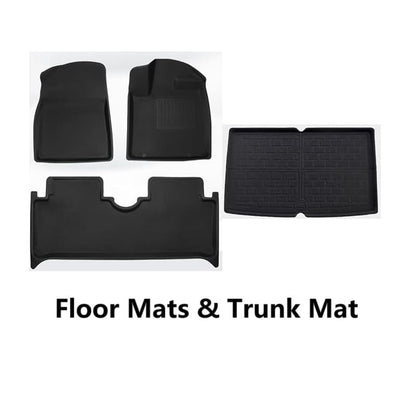 Complete floor and trunk mat set for BYD Dolphin, includes front, rear, and cargo area protection
