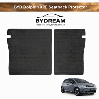 BYD Dolphin XPE custom fit seatback protector panels in black for rear seat protection.