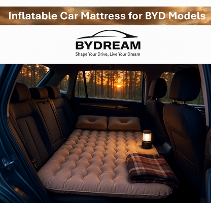 Comfortable inflatable car mattress for BYD rear seat, portable air bed for camping, road trips, and travel.
