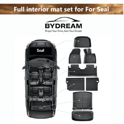Full 8-piece TPR+XPE floor mat set for BYD Seal 2024–2025 – waterproof, odorless, custom fit for AU right-hand drive models
