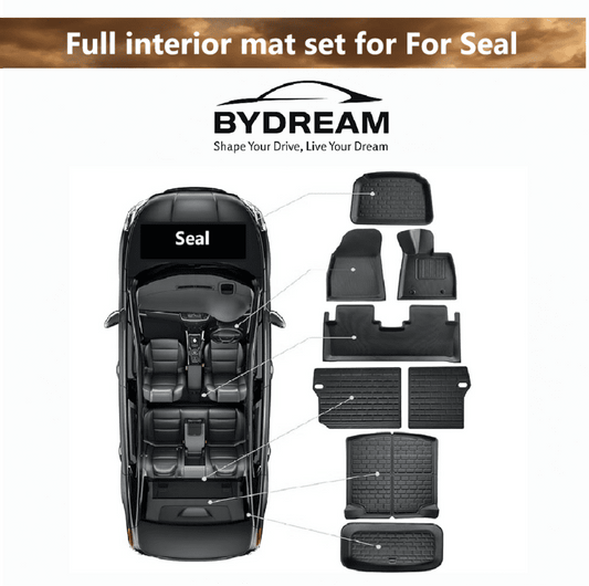 Full 8-piece TPR+XPE floor mat set for BYD Seal 2024–2025 – waterproof, odorless, custom fit for AU right-hand drive models
