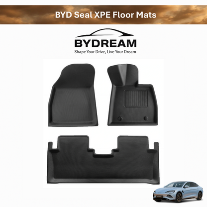 BYD Seal XPE floor mats custom fit for AU right-hand drive model, including front and rear mats with all-weather protection