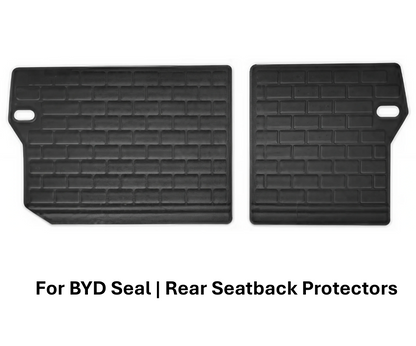 BYD Seal XPE full interior mat set rear seatback protector components on white background