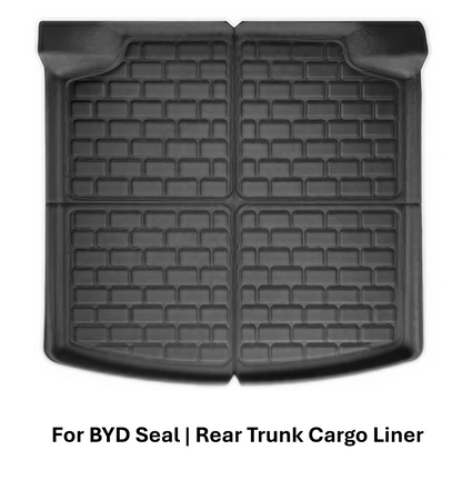 BYD Seal XPE full interior mat set rear trunk cargo liner component on white background