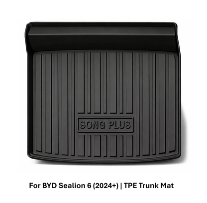Black TPE trunk mat for BYD Sealion 6 with raised edge cargo protection