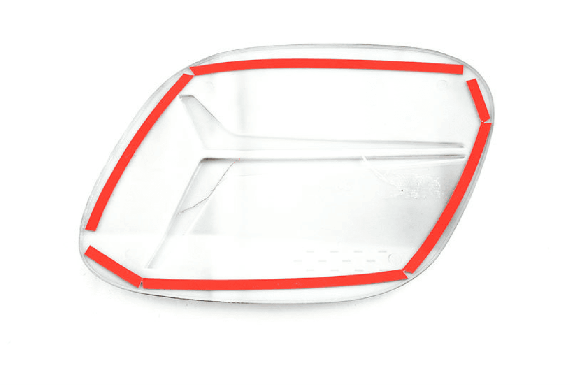 Rear view of BYD Sealion 7 charging port cover showing 3M adhesive tape for easy installation