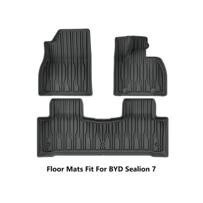 Black all-weather floor mats custom fit for BYD Sealion 7 interior