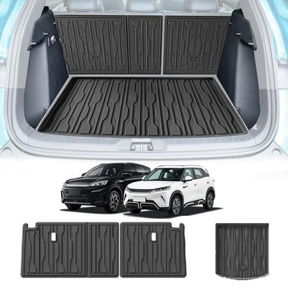 BYD Sealion 7 rear cargo area with seat back protector installed for full interior protection
