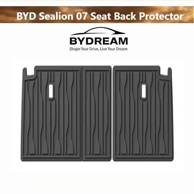 Rear seat back protector for BYD Sealion 7 made from black waterproof TPE material