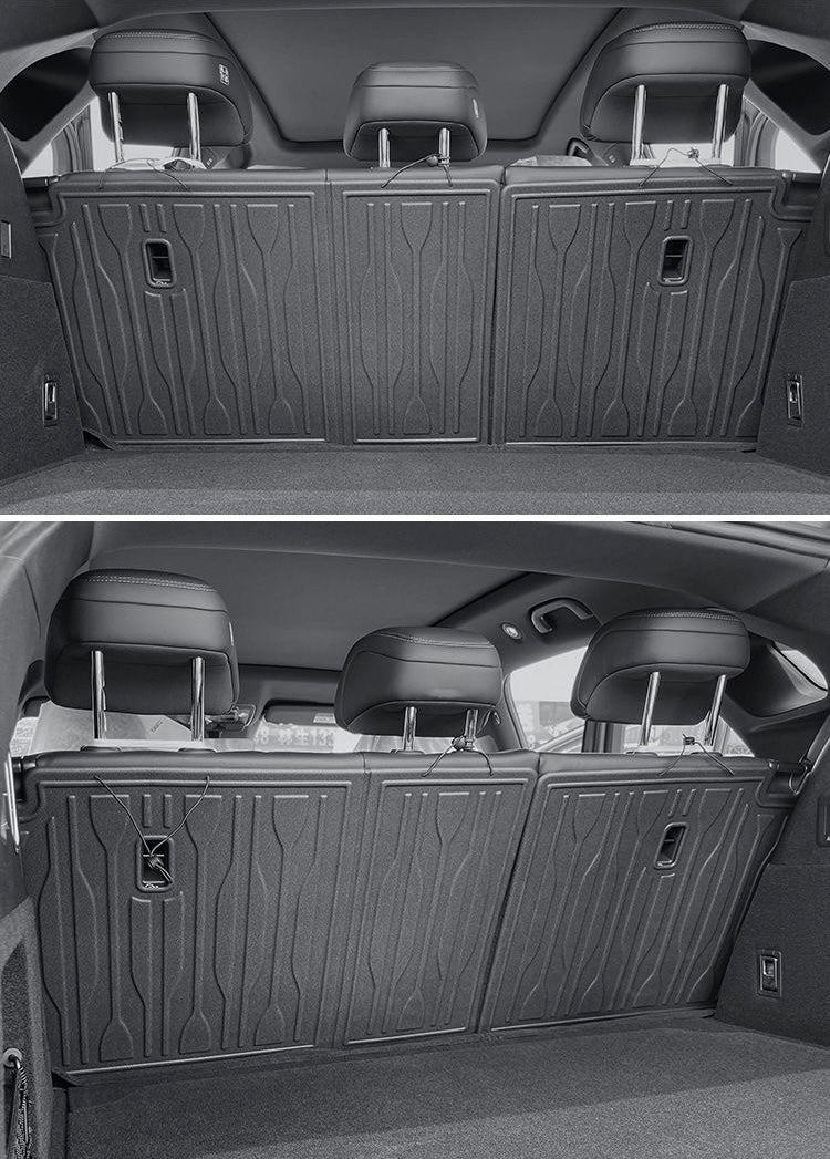 BYD Sealion 7 seatback protector installation reference showing rear seatback coverage area