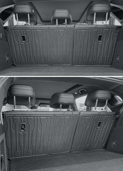 BYD Sealion 7 seatback protector installation reference showing rear seatback coverage area