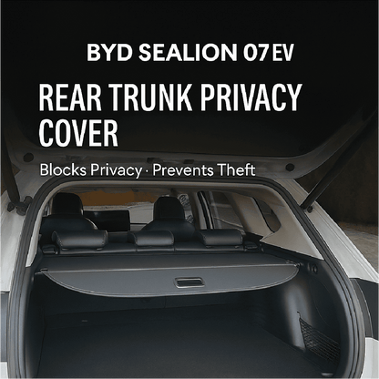 Installed rear trunk privacy cover for BYD Sealion 7 EV – blocks visibility and protects cargo from theft