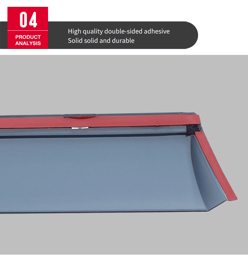 Detail view of BYD Sealion 7 window visor showing pre-applied 3M double-sided adhesive tape for secure and tool-free installation.