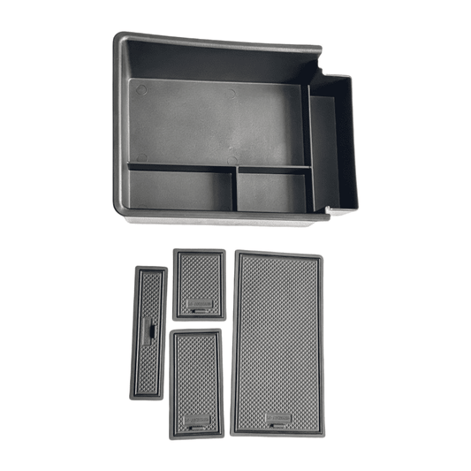 BYD Sealion 7 lower center console organizer tray with five anti-slip rubber mats, ideal for storing small items in the bottom compartment.