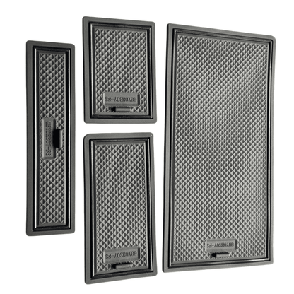 Set of 4 textured anti-slip rubber mats designed for the lower center console organizer of the BYD Sealion 7 (2024+), featuring custom-fit sizes for each compartment.